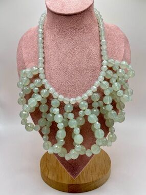Pale Mint Green Beaded Statement Necklace